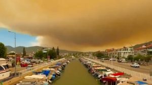 Muğla’da orman yangınında göz gözü göremez oldu: Gökyüzü dumanla kaplandı