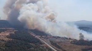Çanakkale’deki yangın havadan görüntülendi